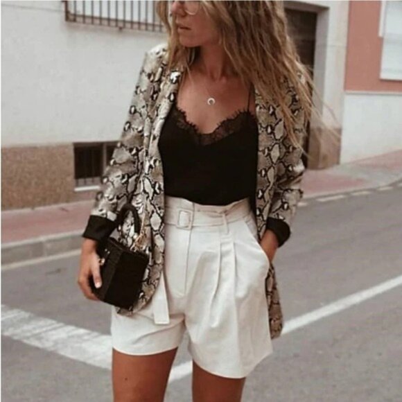 Snakeprint Blazer Linen Blend Pockets!  Size XL - Picture 3 of 14